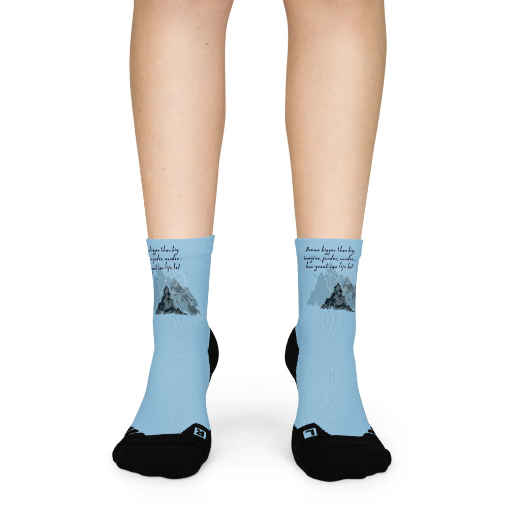 Dream Bigger Haiku With Mountains on Ankle Socks