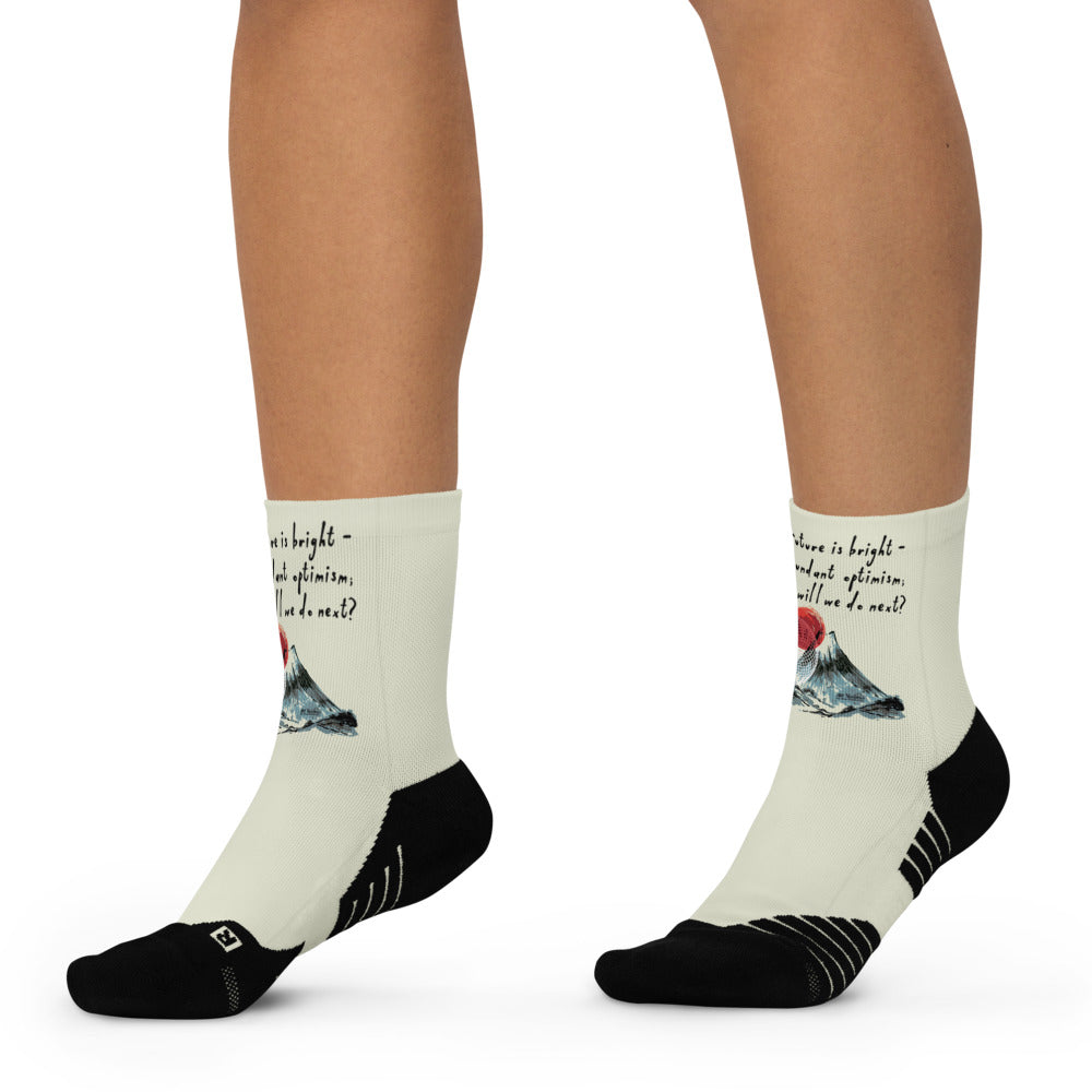 Future Is Bright Haiku With Mountain Sun on Ankle Socks