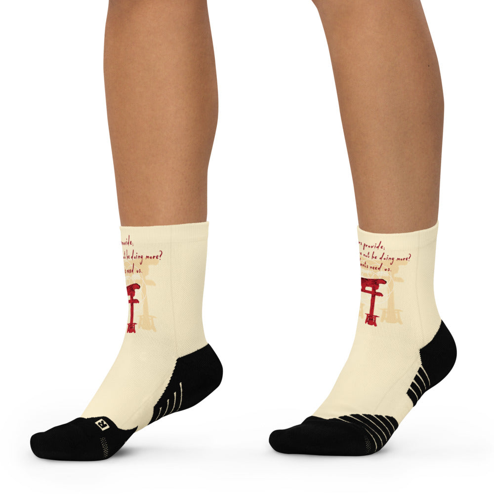 Descendants Need Ancestors Haiku With Pagoda on Ankle Socks