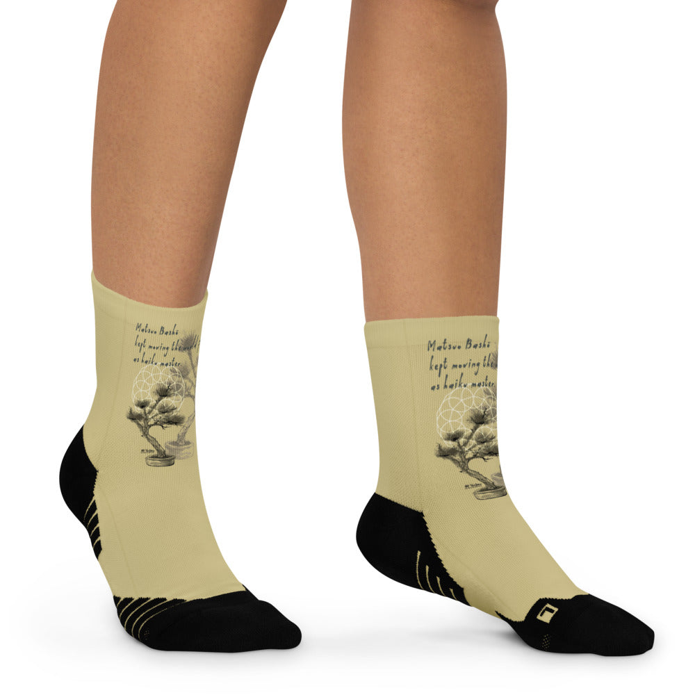 Matsuo Basho Haiku With Bonsai on Ankle Socks