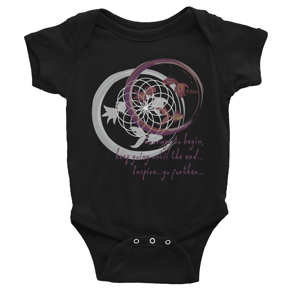 Courage To Begin Haiku With Fish on Baby Short Sleeve Bodysuit