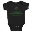 Binary Instructions To Keep Moving The World Forward With Vitruvian Earth In Green on Baby Short Sleeve Bodysuit