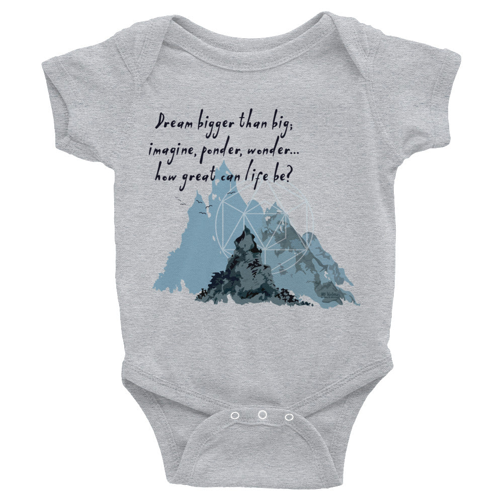 Dream Bigger Haiku With Mountains on Baby Short Sleeve Bodysuit