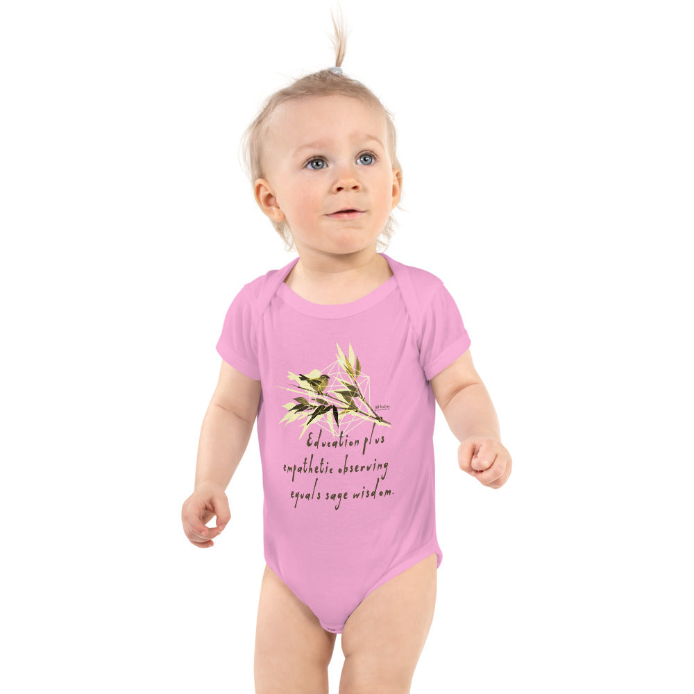 Sage Wisdom Haiku With Sparrow on Baby Short Sleeve Bodysuit