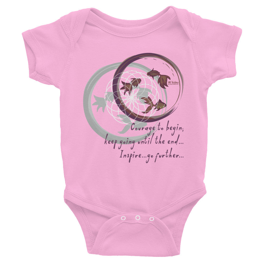 Courage To Begin Haiku With Fish on Baby Short Sleeve Bodysuit