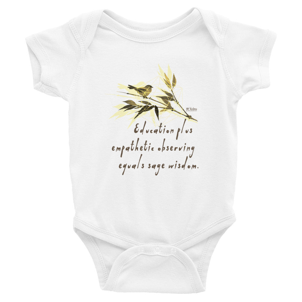 Sage Wisdom Haiku With Sparrow on Baby Short Sleeve Bodysuit