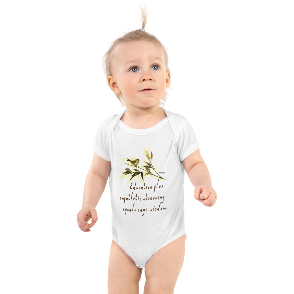 Sage Wisdom Haiku With Sparrow on Baby Short Sleeve Bodysuit