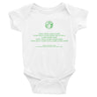 Binary Instructions To Keep Moving The World Forward With Vitruvian Earth In Green on Baby Short Sleeve Bodysuit