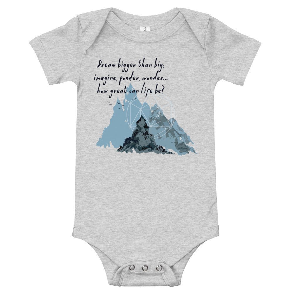 Dream Bigger Haiku With Mountains on Baby Short Sleeve Onesie