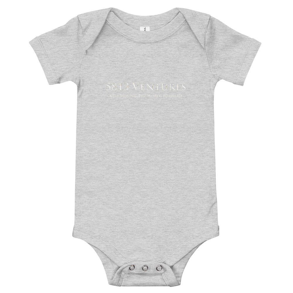 5813 Ventures Logo In Pearl on Baby Short Sleeve Onesie