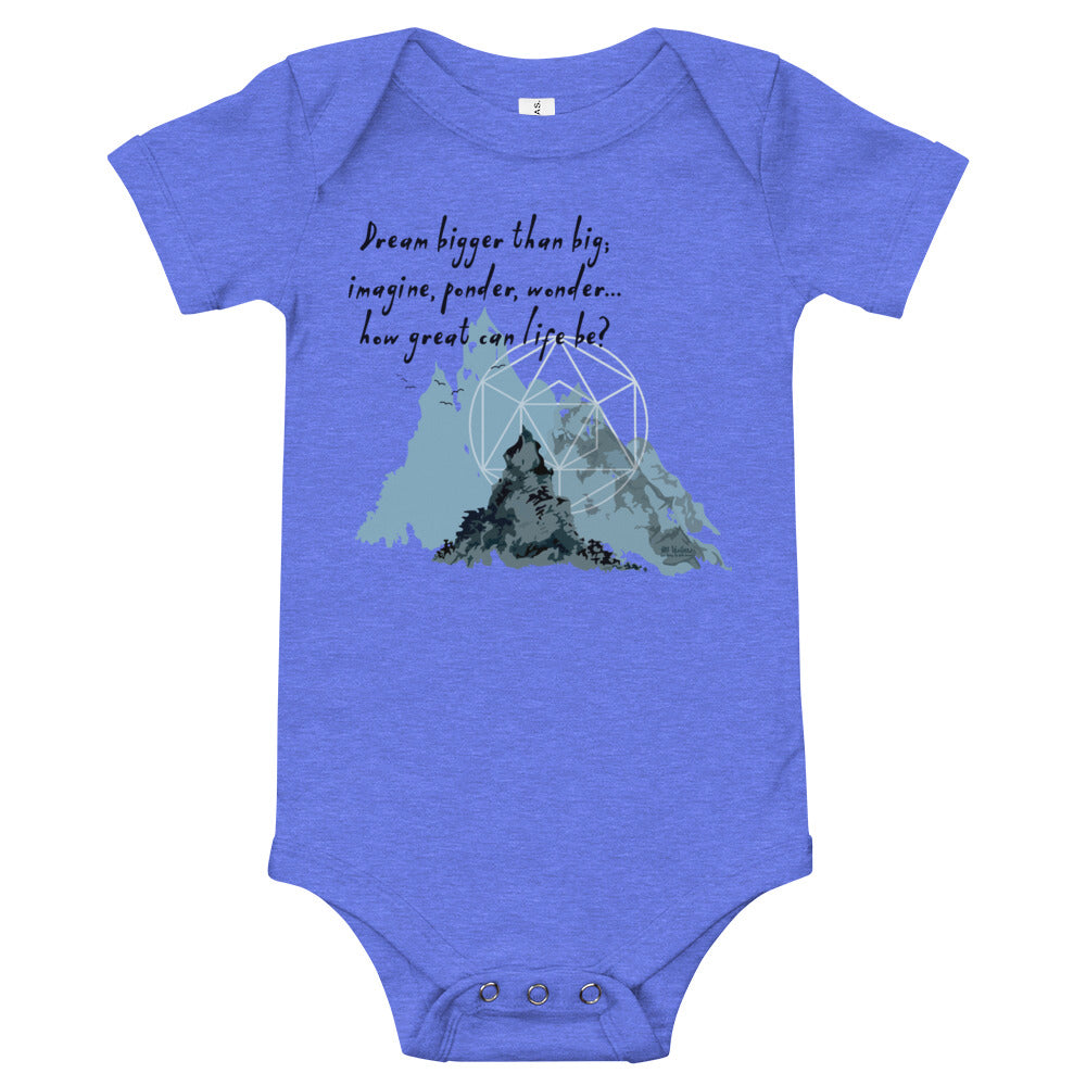 Dream Bigger Haiku With Mountains on Baby Short Sleeve Onesie