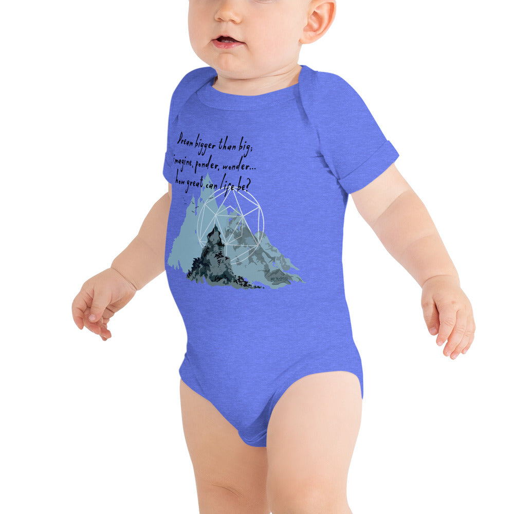 Dream Bigger Haiku With Mountains on Baby Short Sleeve Onesie