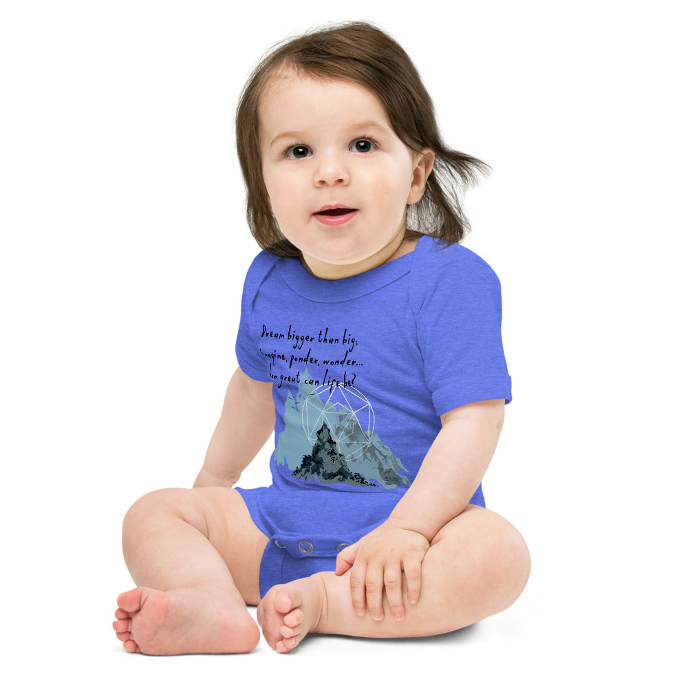 Dream Bigger Haiku With Mountains on Baby Short Sleeve Onesie