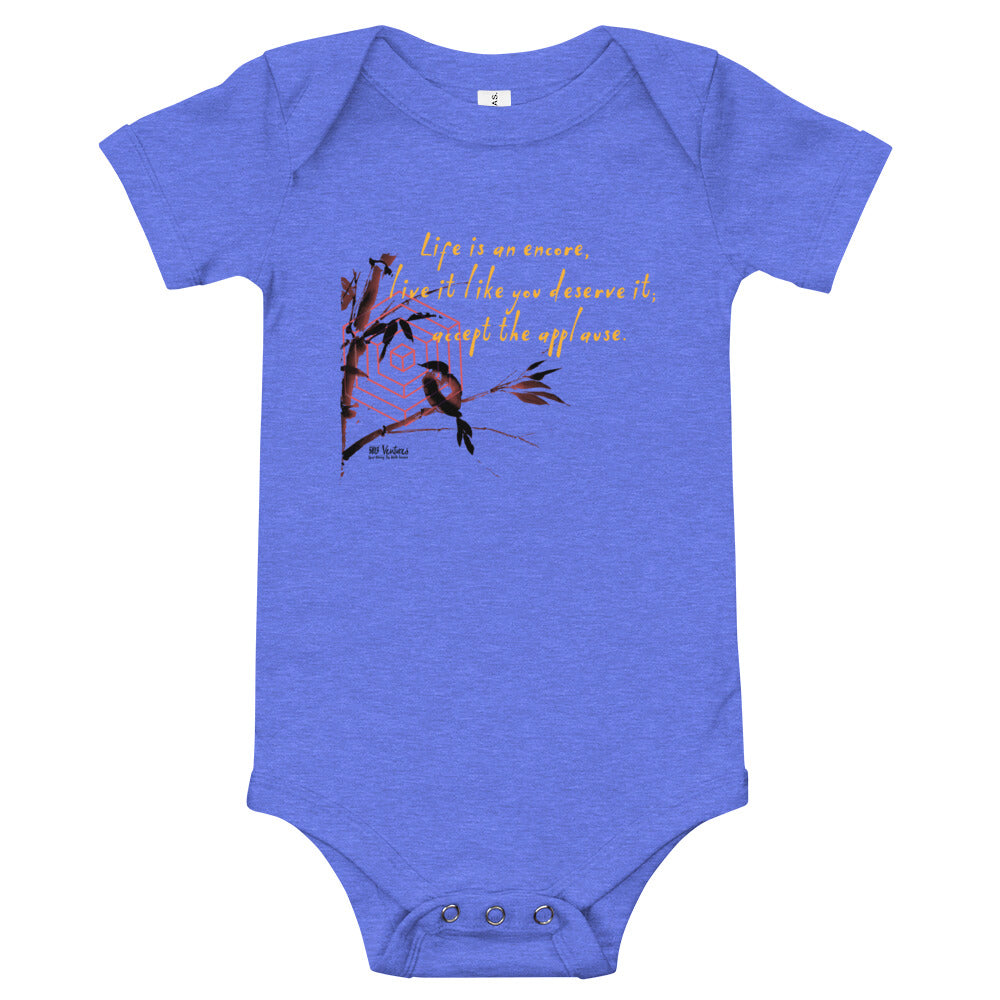 Life Is An Encore Haiku With Wren on Baby Short Sleeve Onesie