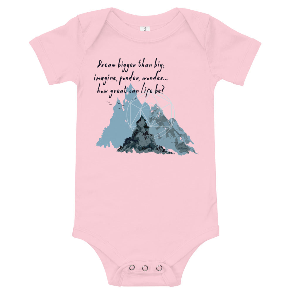 Dream Bigger Haiku With Mountains on Baby Short Sleeve Onesie