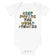 Baby Animals Keep Moving The World Forward on Baby Short Sleeve Onesie