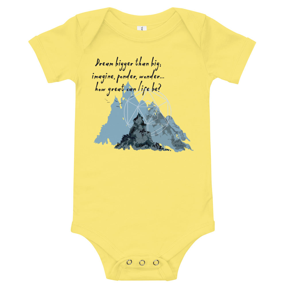 Dream Bigger Haiku With Mountains on Baby Short Sleeve Onesie