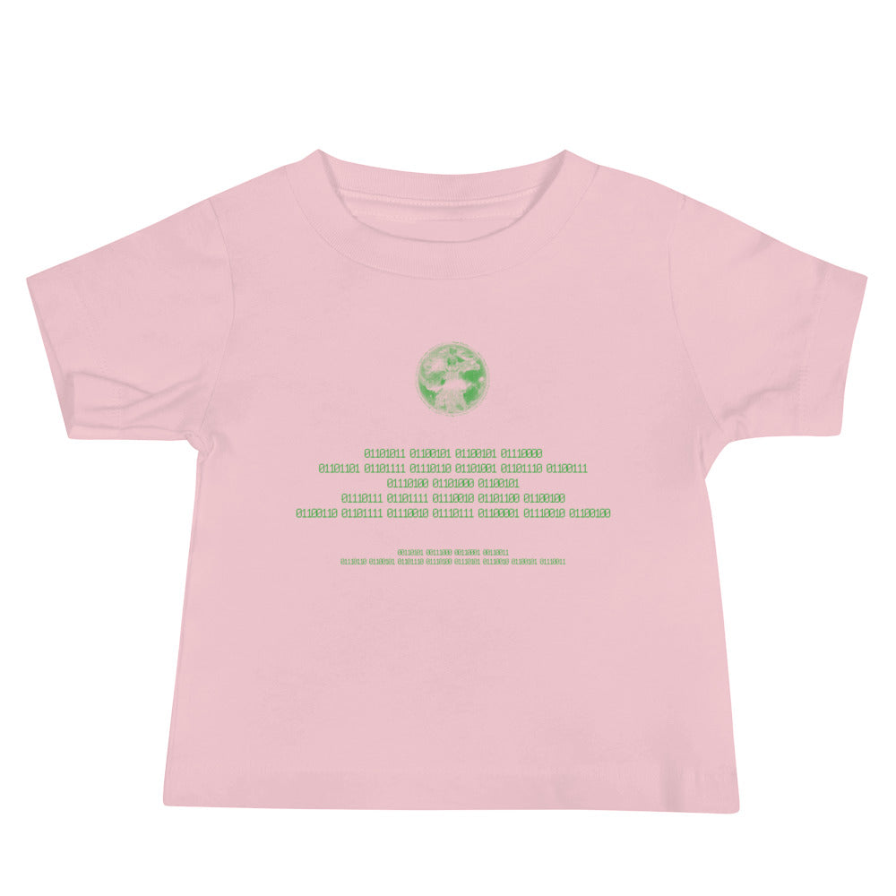 Binary Instructions To Keep Moving The World Forward With Vitruvian Earth In Green on Baby Jersey Short Sleeve T-Shirt