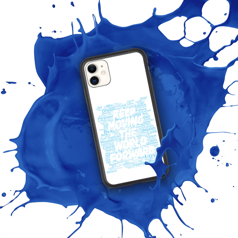 Word Clouds To Keep Moving The World Forward Through Blue Word Sky on Biodegradable iPhone Case