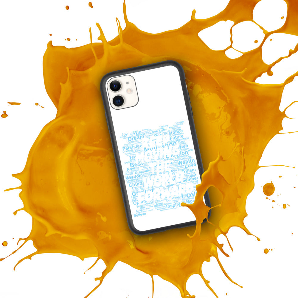 Word Clouds To Keep Moving The World Forward Through Blue Word Sky on Biodegradable iPhone Case