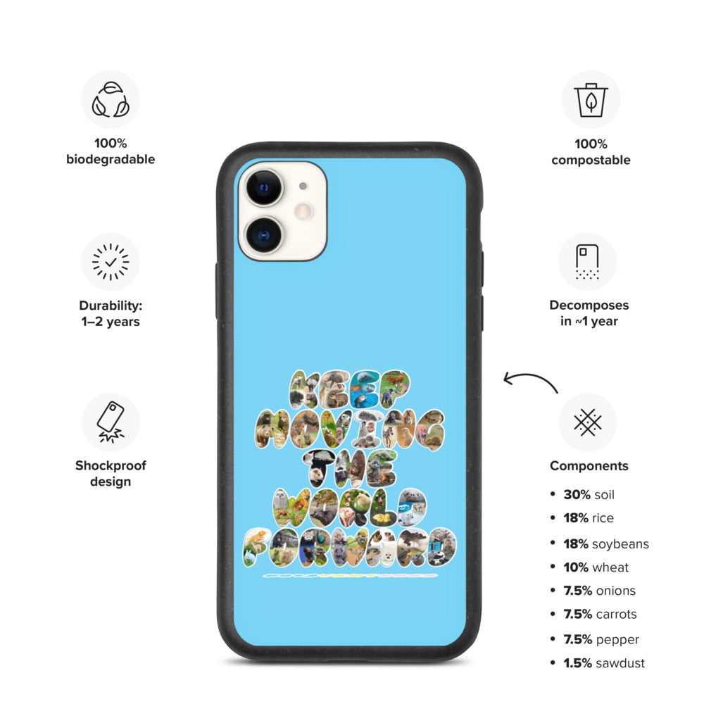 Baby Animals Keep Moving The World Forward In Blue on Biodegradable iPhone Case