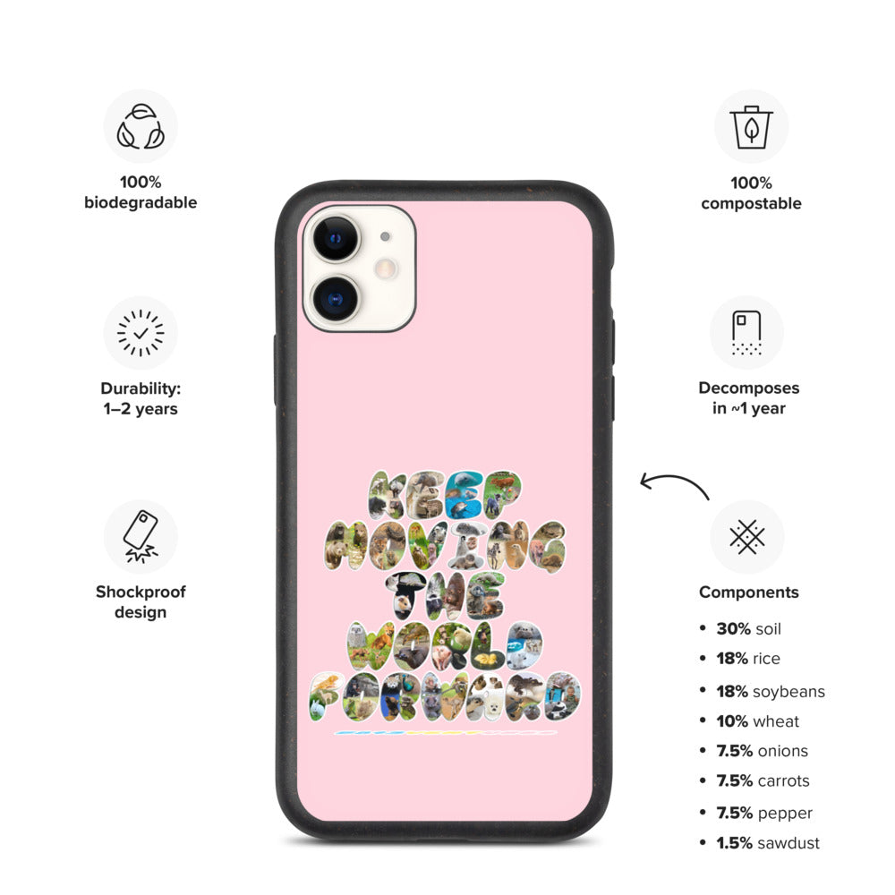 Baby Animals Keep Moving The World Forward In Pink on Biodegradable iPhone Case