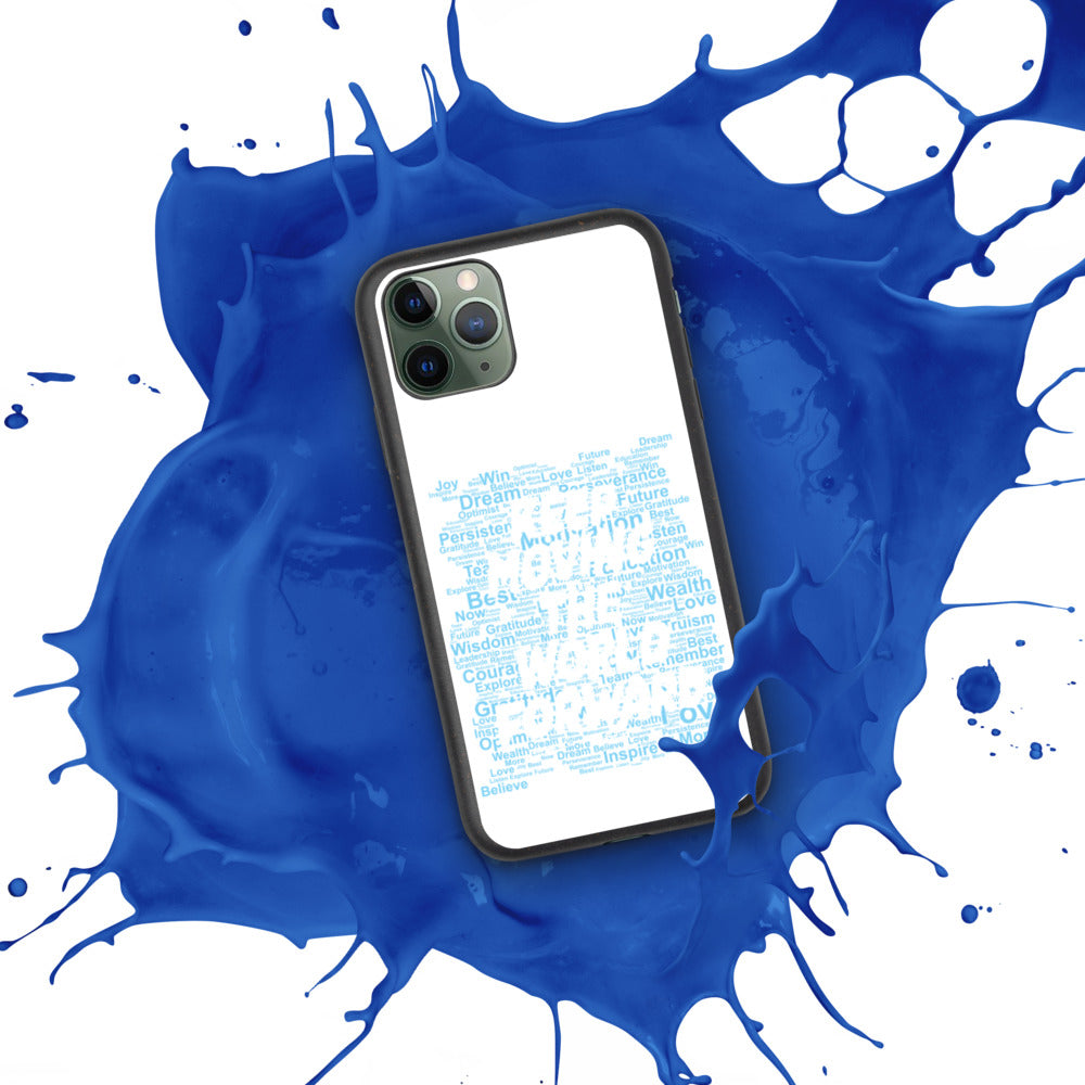 Word Clouds To Keep Moving The World Forward Through Blue Word Sky on Biodegradable iPhone Case