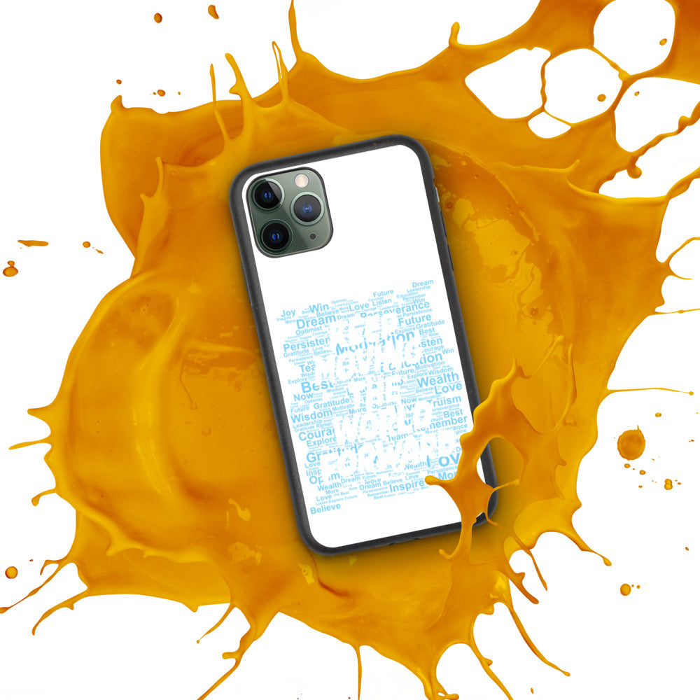 Word Clouds To Keep Moving The World Forward Through Blue Word Sky on Biodegradable iPhone Case