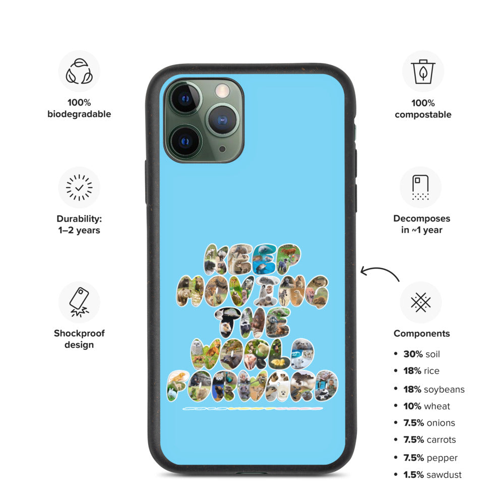 Baby Animals Keep Moving The World Forward In Blue on Biodegradable iPhone Case