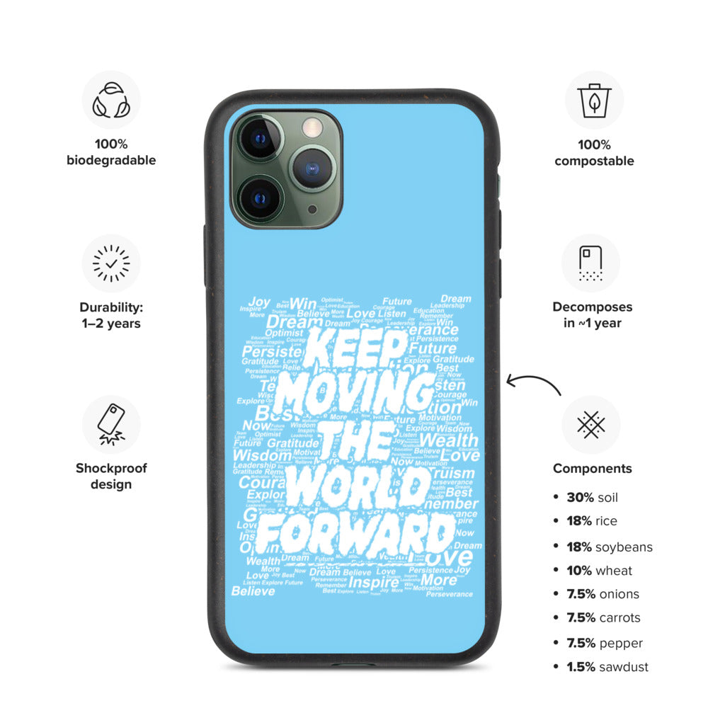 Word Clouds To Keep Moving The World Forward on Biodegradable iPhone Case