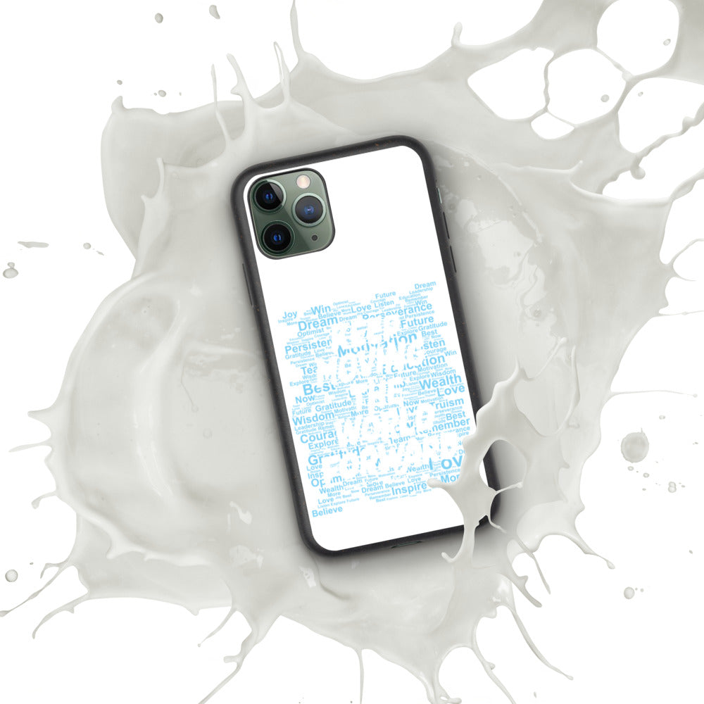 Word Clouds To Keep Moving The World Forward Through Blue Word Sky on Biodegradable iPhone Case