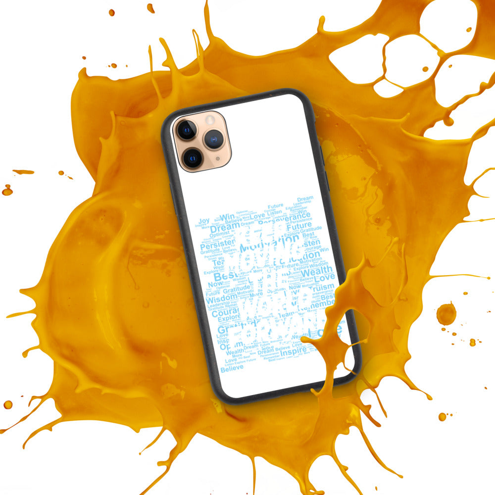 Word Clouds To Keep Moving The World Forward Through Blue Word Sky on Biodegradable iPhone Case