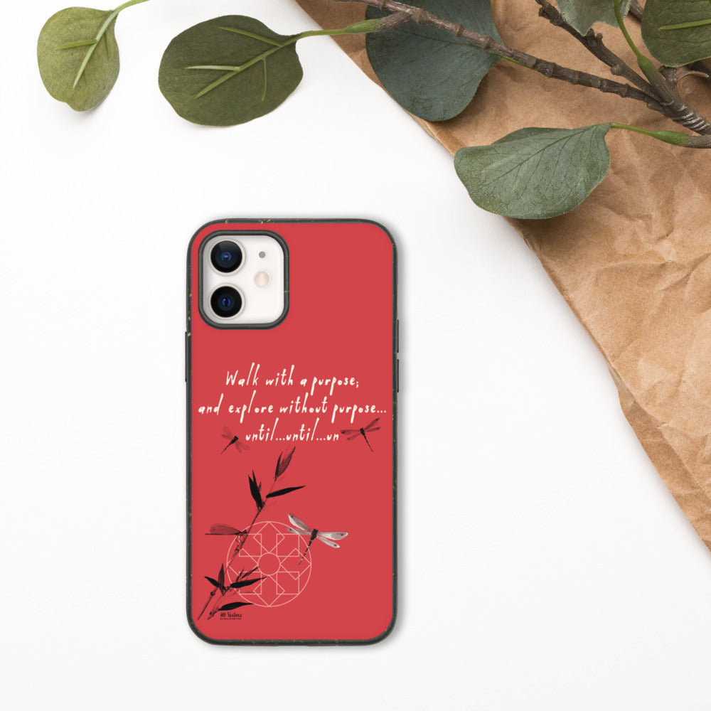 Walk With A Purpose Haiku With Dragonfly on Biodegradable iPhone Case