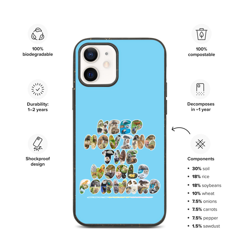 Baby Animals Keep Moving The World Forward In Blue on Biodegradable iPhone Case