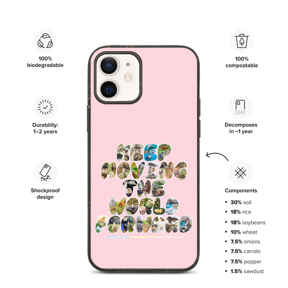 Baby Animals Keep Moving The World Forward In Pink on Biodegradable iPhone Case