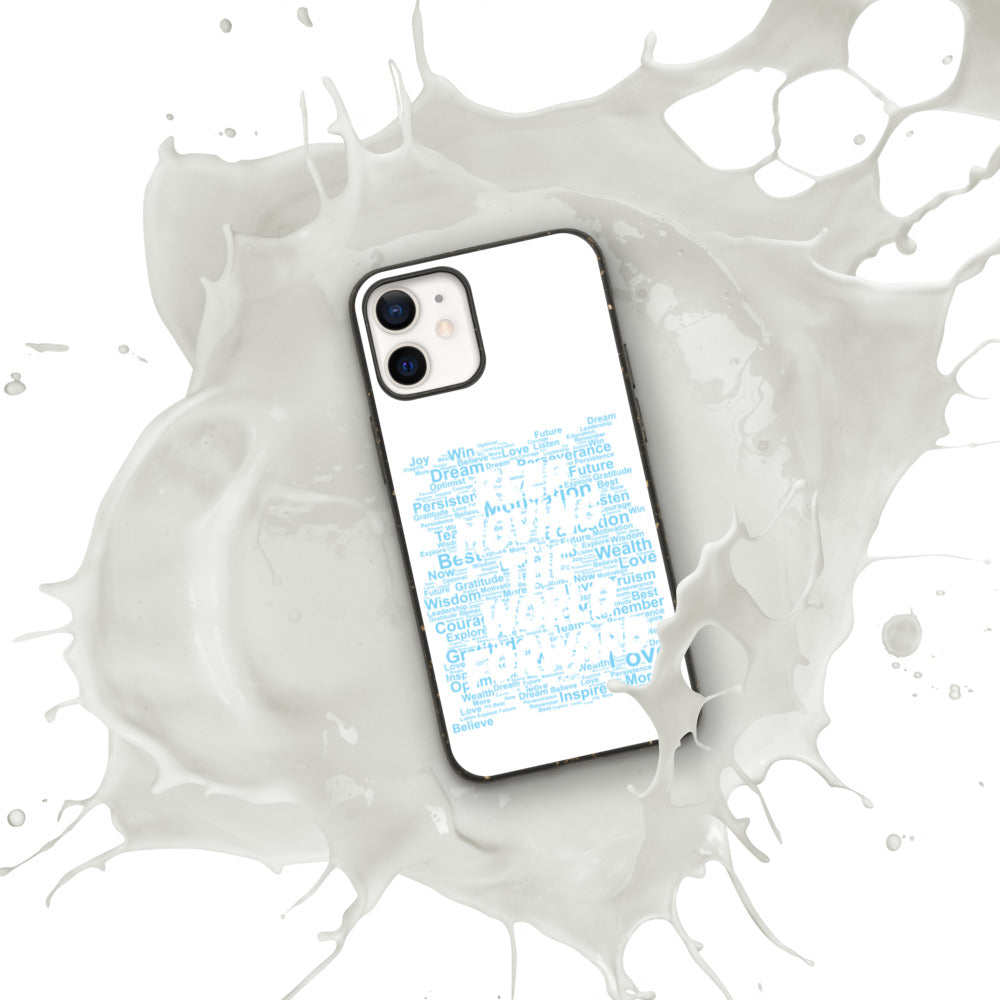 Word Clouds To Keep Moving The World Forward Through Blue Word Sky on Biodegradable iPhone Case