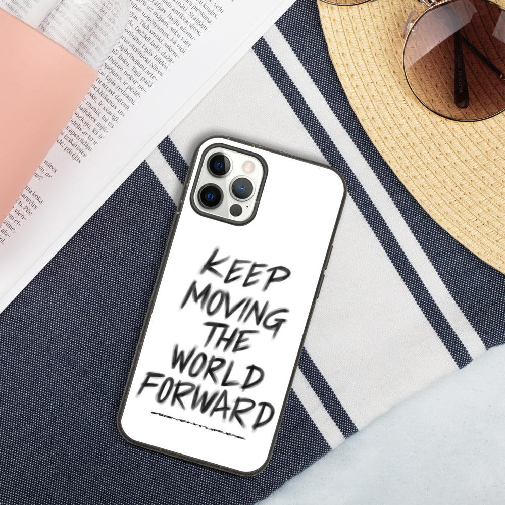 Charcoal Sketch Dreaming To Keep Moving The World Forward on Biodegradable iPhone Case