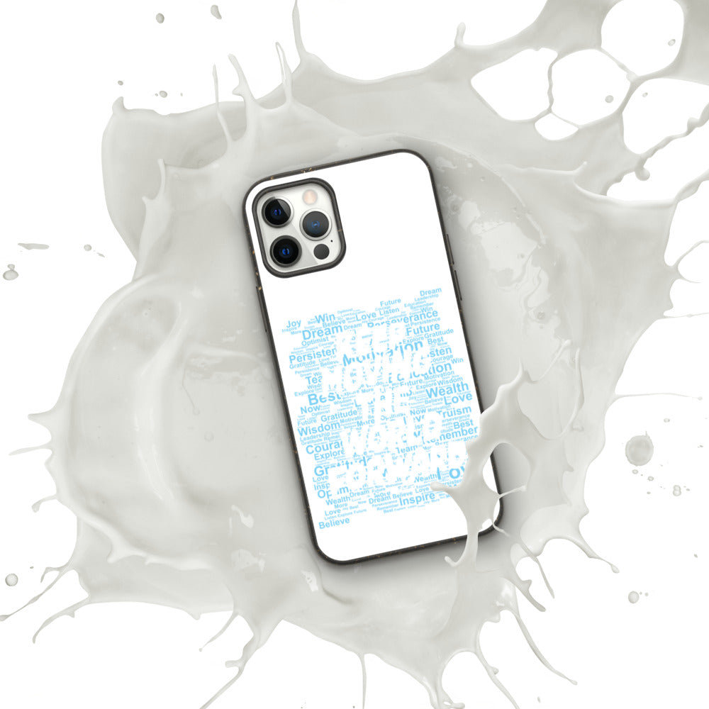 Word Clouds To Keep Moving The World Forward Through Blue Word Sky on Biodegradable iPhone Case