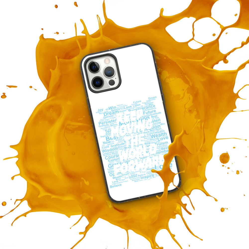 Word Clouds To Keep Moving The World Forward Through Blue Word Sky on Biodegradable iPhone Case