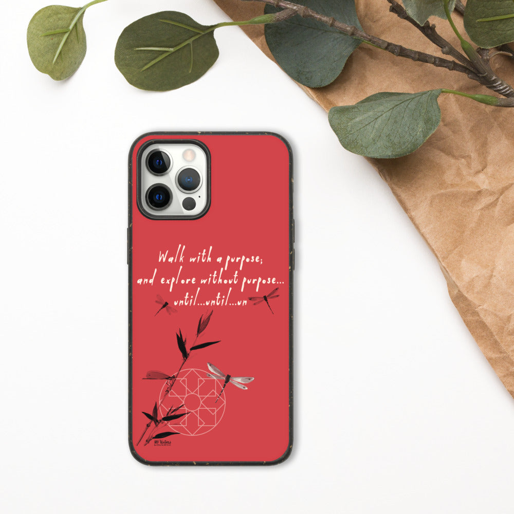 Walk With A Purpose Haiku With Dragonfly on Biodegradable iPhone Case