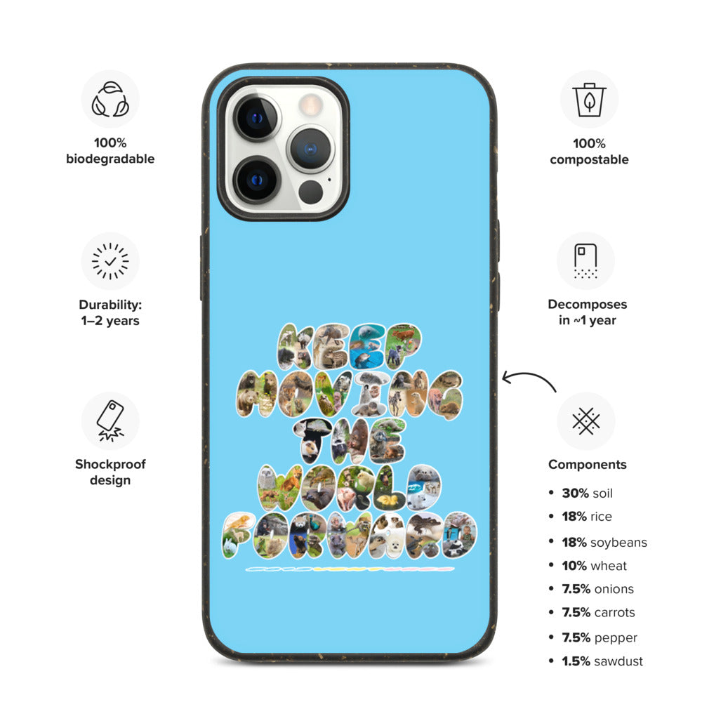 Baby Animals Keep Moving The World Forward In Blue on Biodegradable iPhone Case