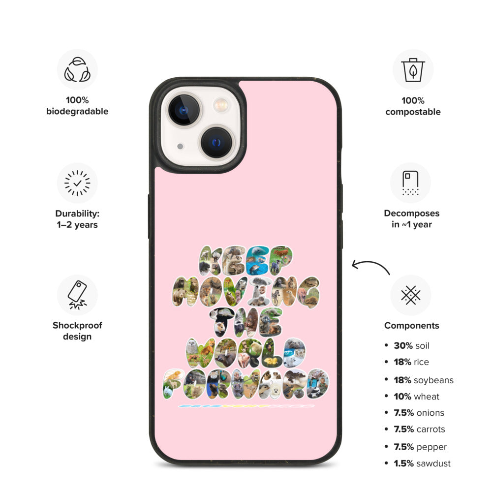 Baby Animals Keep Moving The World Forward In Pink on Biodegradable iPhone Case