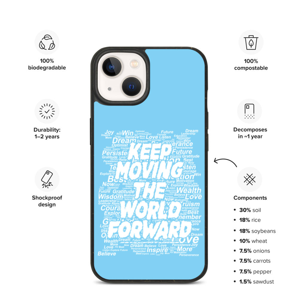 Word Clouds To Keep Moving The World Forward on Biodegradable iPhone Case