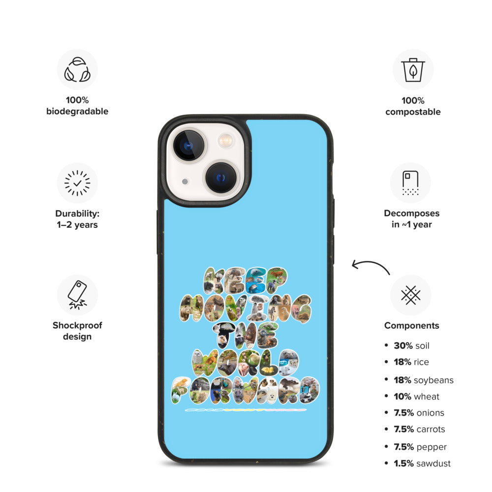 Baby Animals Keep Moving The World Forward In Blue on Biodegradable iPhone Case