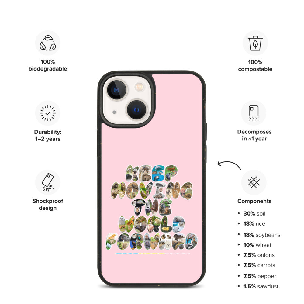 Baby Animals Keep Moving The World Forward In Pink on Biodegradable iPhone Case