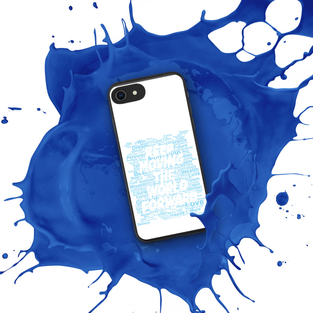 Word Clouds To Keep Moving The World Forward Through Blue Word Sky on Biodegradable iPhone Case