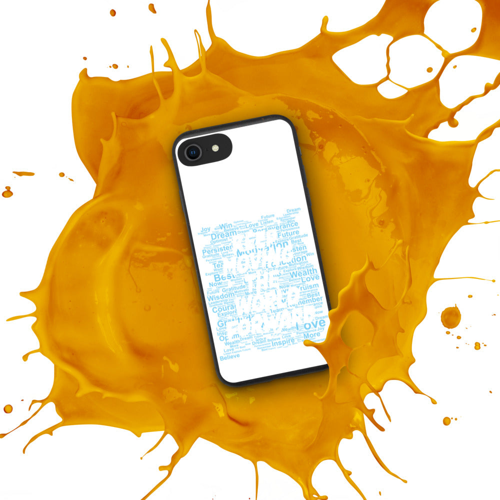 Word Clouds To Keep Moving The World Forward Through Blue Word Sky on Biodegradable iPhone Case