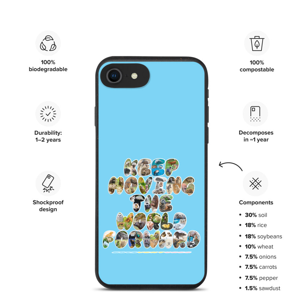 Baby Animals Keep Moving The World Forward In Blue on Biodegradable iPhone Case