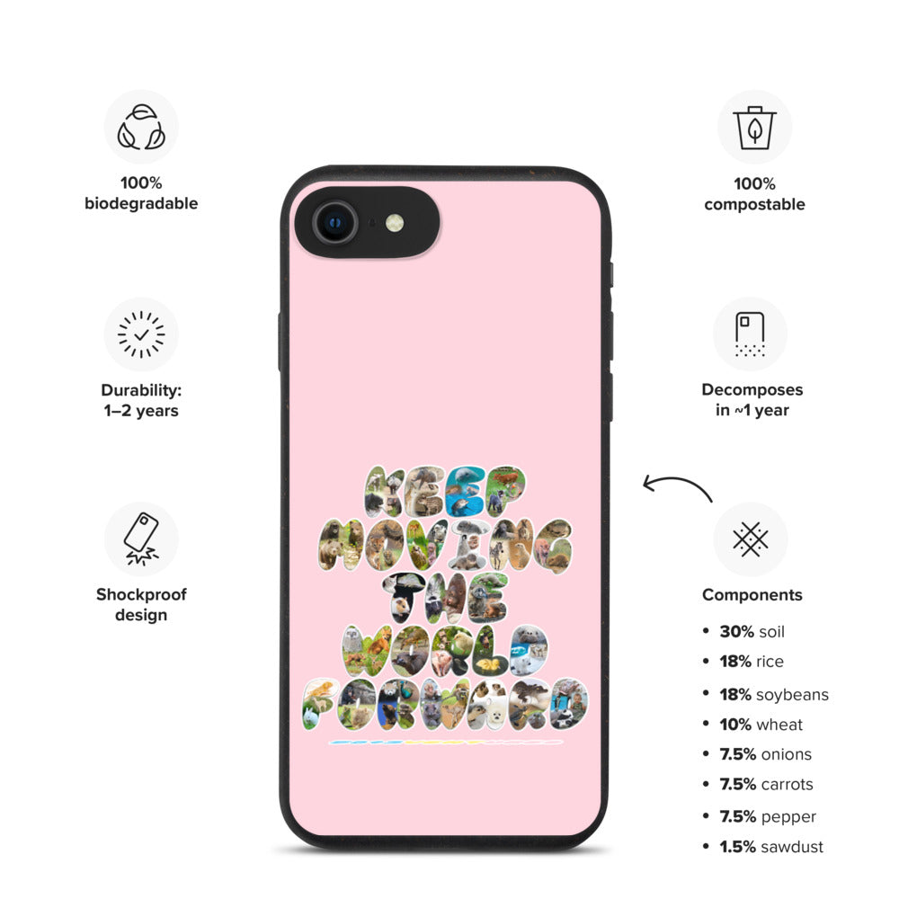 Baby Animals Keep Moving The World Forward In Pink on Biodegradable iPhone Case