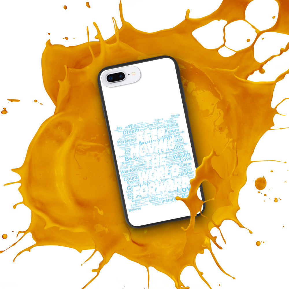 Word Clouds To Keep Moving The World Forward Through Blue Word Sky on Biodegradable iPhone Case